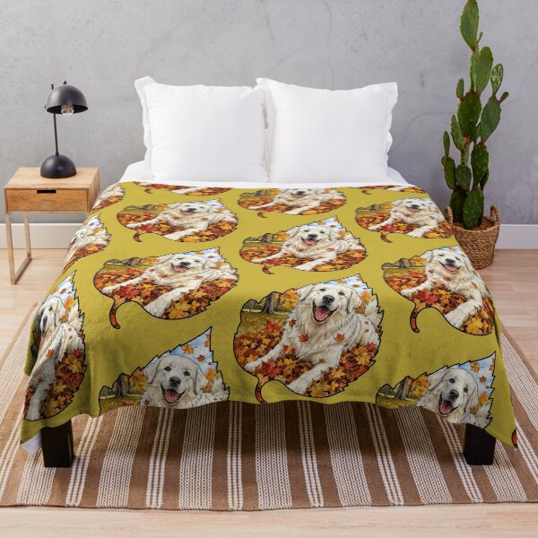 Item preview, Fall Great Pyrenees Dog Playing In Autumn Leaves designed and sold by Lion and Lamb Design.
