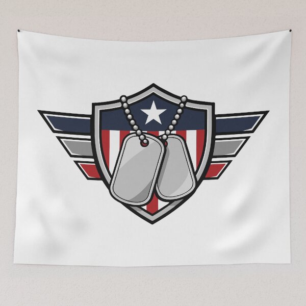 Item preview, Military Dog Tags Shield - American Flag Veteran Badge designed and sold by Marshallamoakohene.