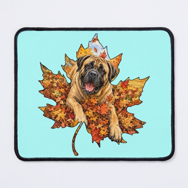 Item preview, Fall Mastiff Dog Playing In Autumn Leaves designed and sold by Lion and Lamb Design.