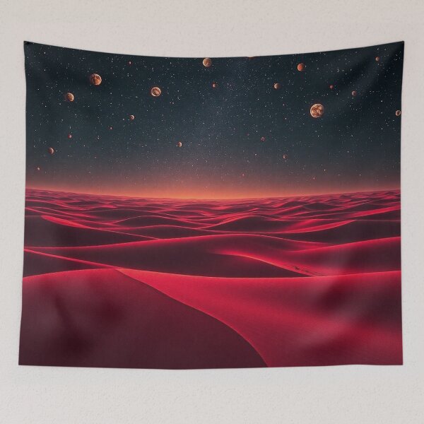 Item preview, Dark Red Alien Dunes With Planetary Starry Sky designed and sold by IntelliMindDesigns.