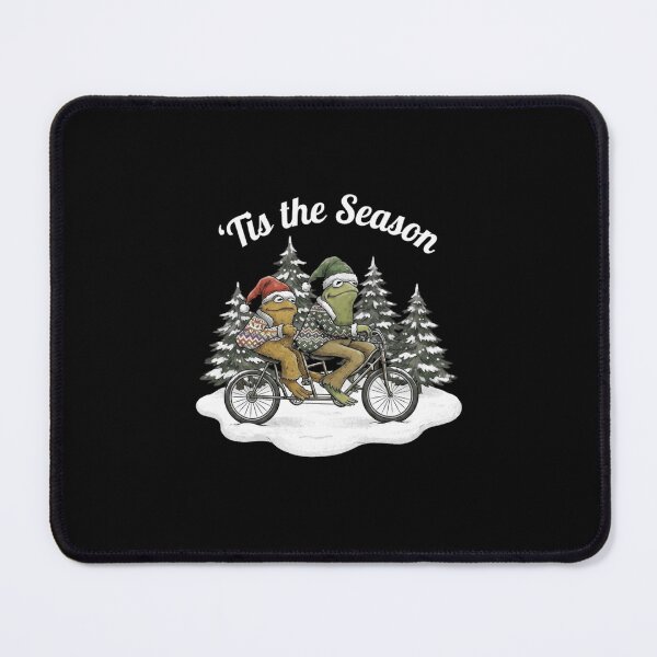 Item preview, Christmas Frog Couple Tandem Bicycle Winter Holiday designed and sold by MiALopezArt.