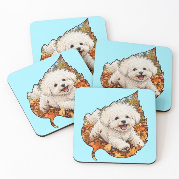 Item preview, Fall Bichon Frise Dog Playing In Autumn Leaves designed and sold by Lion and Lamb Design.