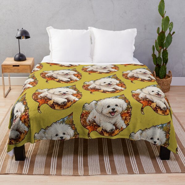 Item preview, Fall Bichon Frise Dog Playing In Autumn Leaves designed and sold by Lion and Lamb Design.