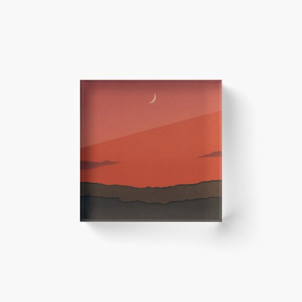 Item preview, Minimalist Sunset Crescent Moon Mountain Landscape Papercut Art designed and sold by Fine-Arts-Lab.
