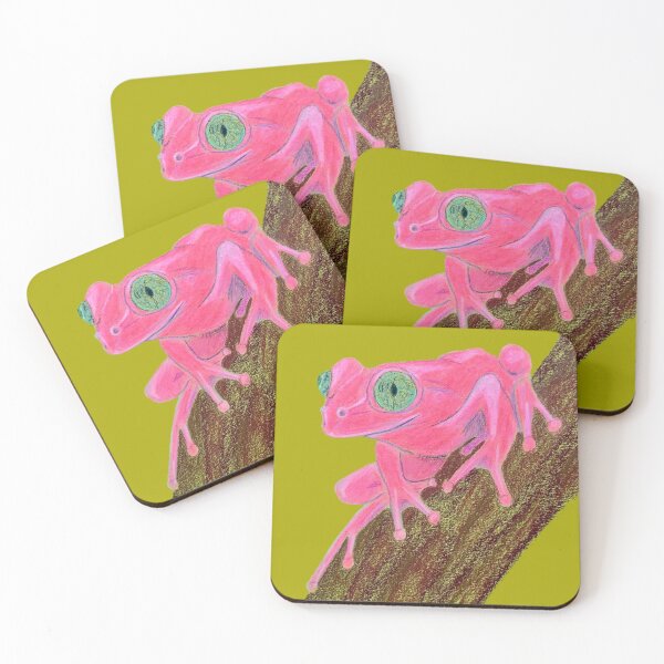 Item preview, Pink Tree Frog - colored pencil art by Jen designed and sold by Pharaby Fable's Pup Artist Studio.