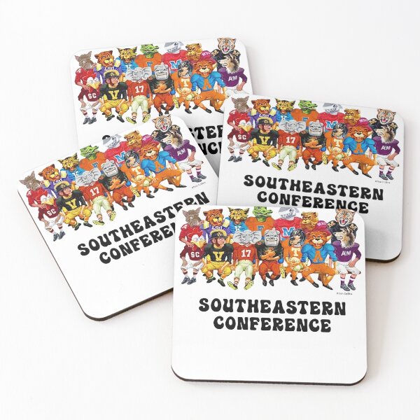 Aperçu de l'œuvre Football américain des mascottes de la SEC, football américain de la Southeastern Conference créée et vendue par Zachary Anderson.