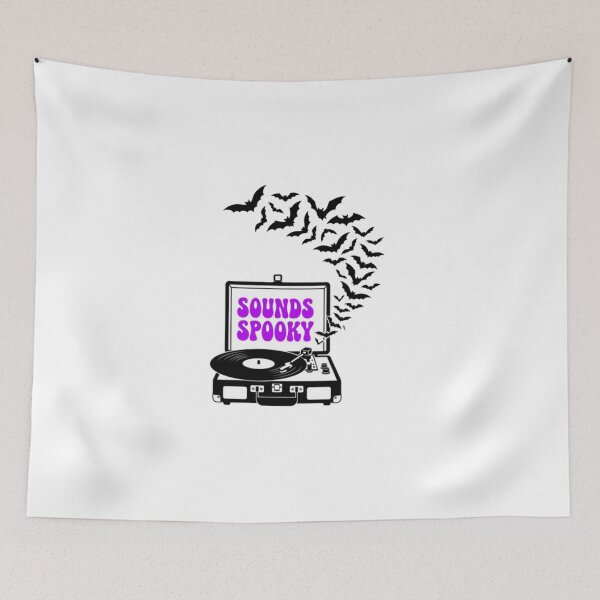 Item preview, Spooky Record Player Flying Bats Purple Typography designed and sold by CochraneCo.