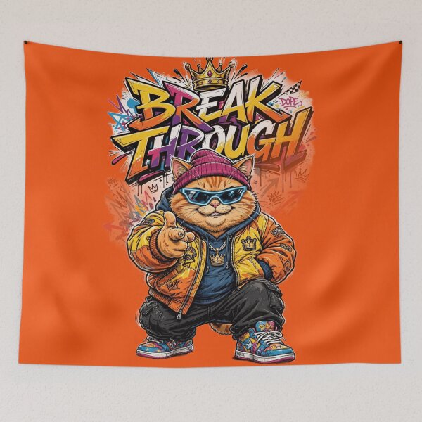 Item preview, Funny Fat Orange Cat Streetwear Graffiti Graphic designed and sold by PlengPoomofArts.