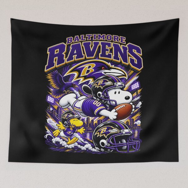 Item preview, Snoopy Baltimore Ravens Dynamic Diving Catch Football Fan designed and sold by CaneufeyCip.
