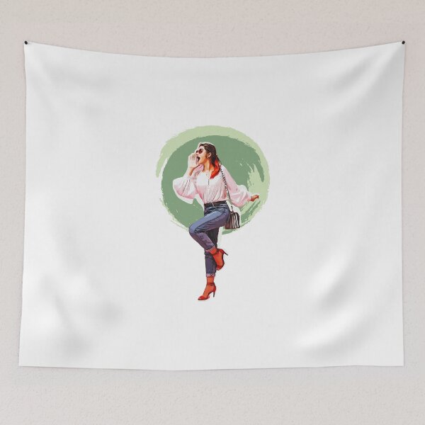 Item preview, Stylish girl in white blouse designed and sold by selviriskaae.