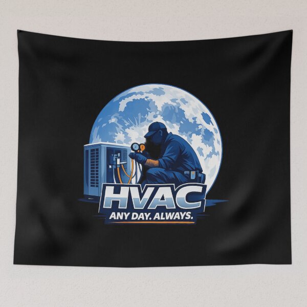 Item preview, HVAC Any Day Always - Night Shift Technician Moon Design designed and sold by FrozenHeat97.
