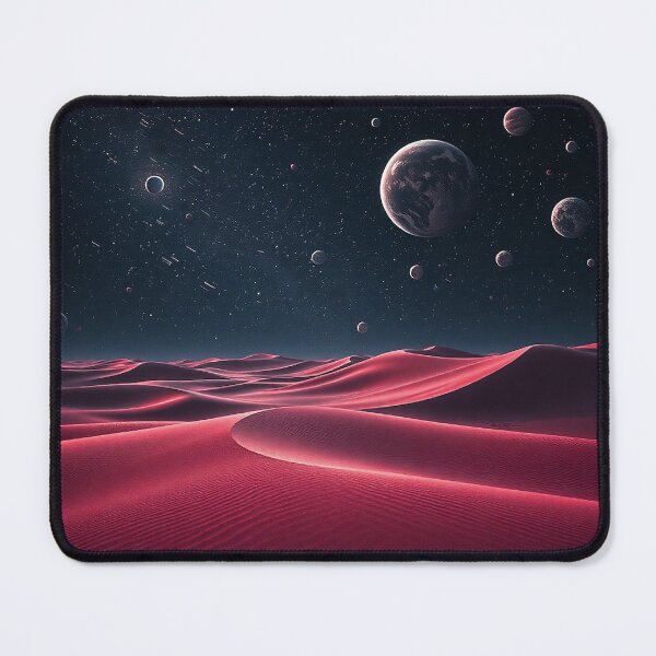 Item preview, Dark Red Alien Dunes Under Planetary Night Sky designed and sold by IntelliMindDesigns.