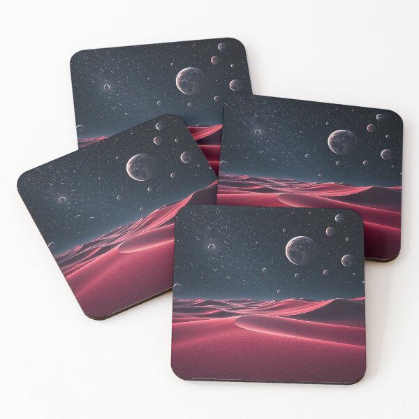 Item preview, Dark Red Alien Dunes Under Planetary Night Sky designed and sold by IntelliMindDesigns.