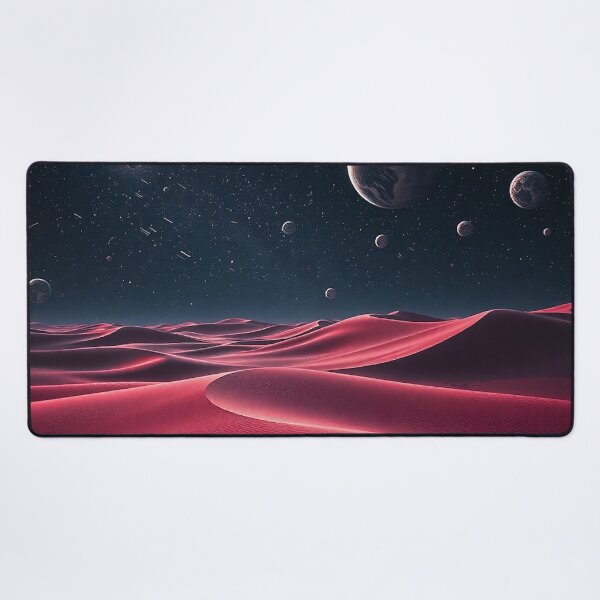Item preview, Dark Red Alien Dunes Under Planetary Night Sky designed and sold by IntelliMindDesigns.