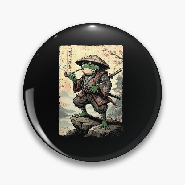 Item preview, Samurai Frog Warrior Vintage Japanese Style Illustration designed and sold by MiALopezArt.