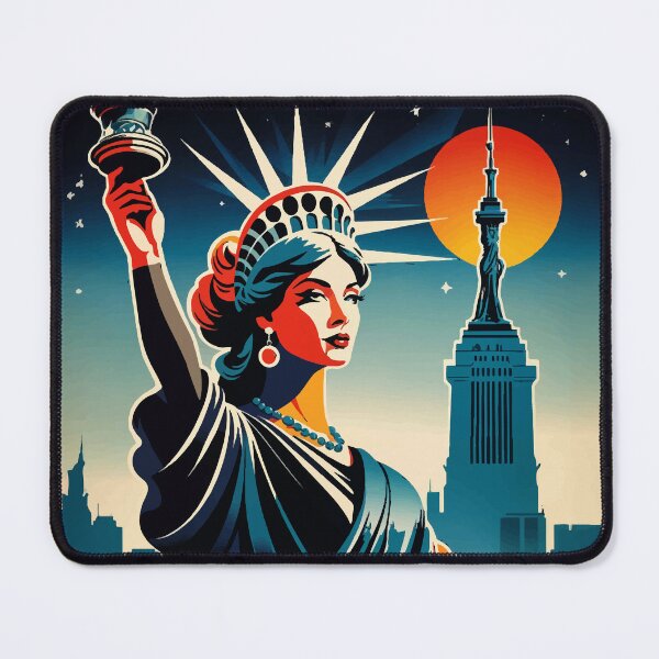 Item preview, Art Deco Statue of Liberty New York Travel Poster designed and sold by ShopieHome.