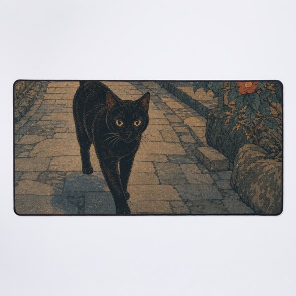 Item preview, Twilight Stroll in Kyoto - Black Cat & Cherry Blossoms designed and sold by vekotpu.