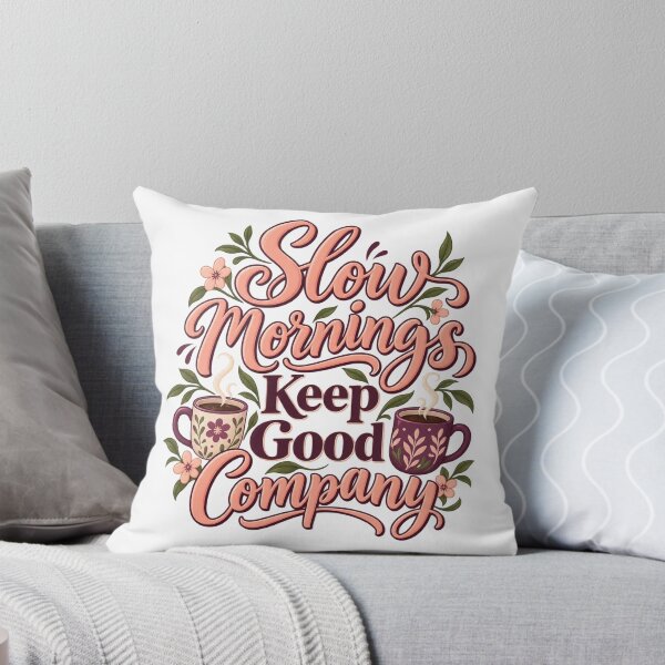 Aperçu de l'œuvre Slow Mornings Keep Good Company Floral Mug Art créée et vendue par Bikivuno.