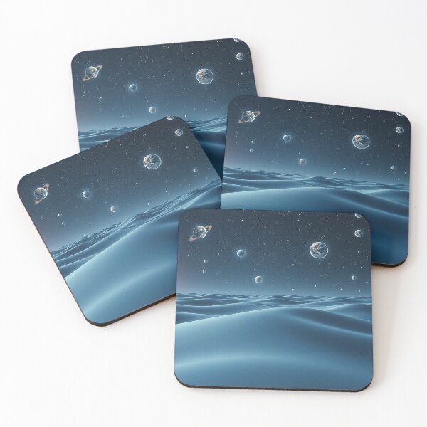 Item preview, Blue Desert Dunes Under Planetary Starry Sky designed and sold by IntelliMindDesigns.