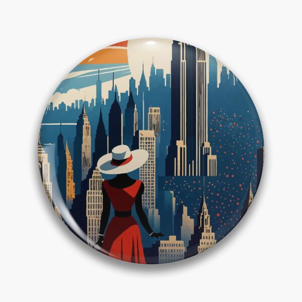Item preview, Empire State Poster, Travel Art Deco New York Skyline Artwork designed and sold by ShopieHome.