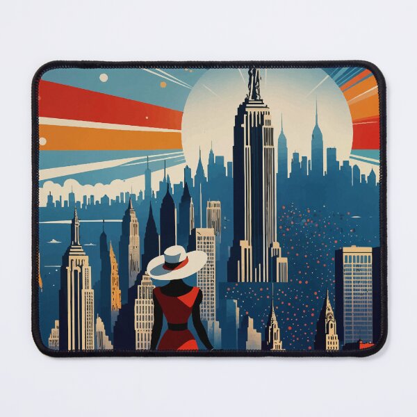 Item preview, Empire State Poster, Travel Art Deco New York Skyline Artwork designed and sold by ShopieHome.