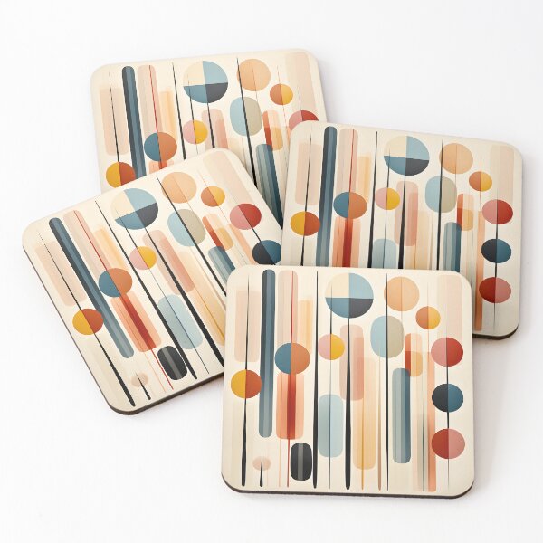 Item preview, Mid Century Modern Geometric Circles and Vertical Lines Abstract designed and sold by GutyzDesignsES.