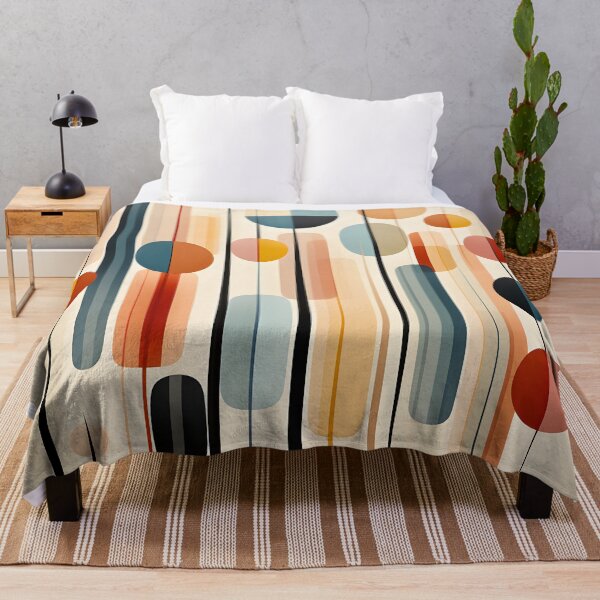 Item preview, Mid Century Modern Geometric Circles and Vertical Lines Abstract designed and sold by GutyzDesignsES.