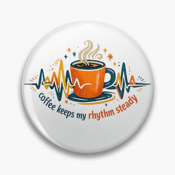 Item preview, Coffee Keeps My Rhythm Steady Funny Coffee Heartbeat Retro Caffeine Art designed and sold by inkoutninja.