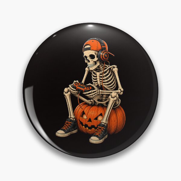 Item preview, Funny Skeleton Gamer on Jack-o'-Lantern Halloween Gaming designed and sold by torildorxop.