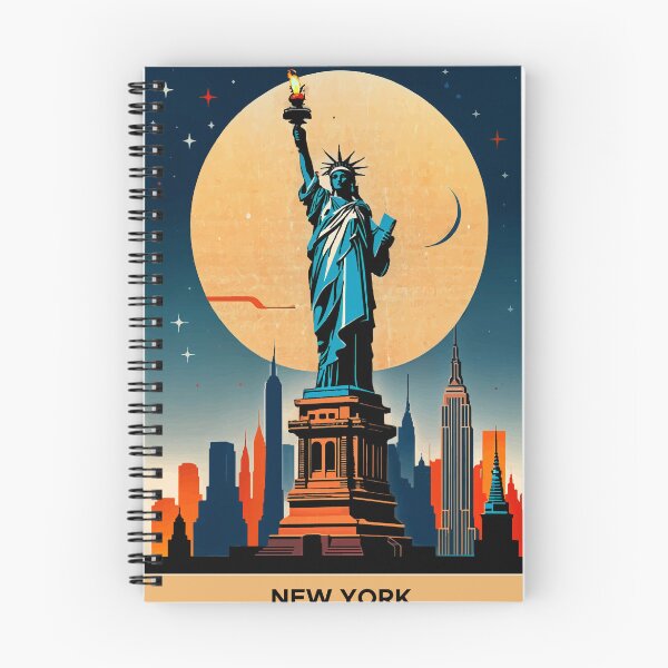 Item preview, Statue Of Liberty Poster, Art Deco New York Skyline Travel Artwork designed and sold by ShopieHome.