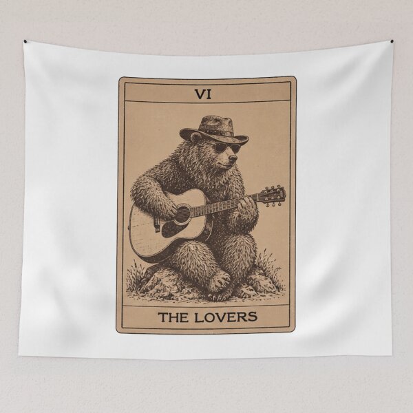 Item preview, The Lovers - Bear Play Guitar Vintage Rock Tarot Rock Funny Meme designed and sold by MathiasFuchs.