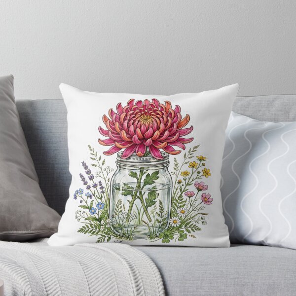 Item preview, Chrysanthemum Mason Jar Flowers Sticker designed and sold by RareBotanical .