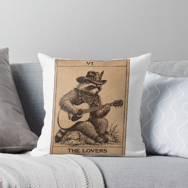 Item preview, The Lovers - Wild Raccoon Guitarist Vintage Rock Tarot Party Rock  designed and sold by MathiasFuchs.