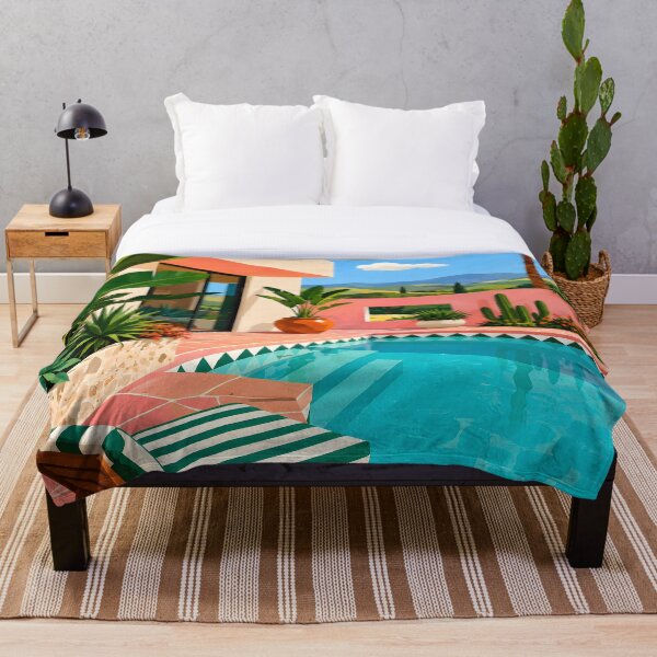 Item preview, Tropical Poolside Villa Retro Summer Vacation Illustration designed and sold by Amalia Gutyz.