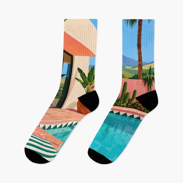 Item preview, Tropical Poolside Villa Retro Summer Vacation Illustration designed and sold by GutyzDesignsES.