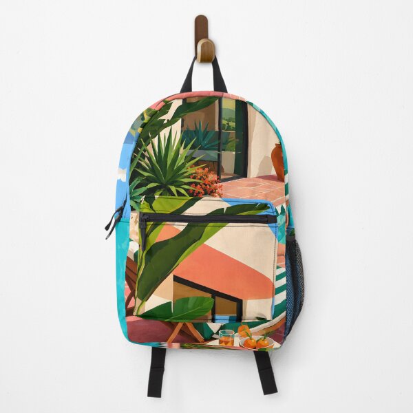 Artikelvorschau, Tropical Poolside Villa Retro Summer Vacation Illustration entworfen und verkauft von GutyzDesignsES.