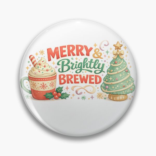 Item preview, Merry and Brightly Brewed Christmas Coffee Holiday Cozy Winter Art Design designed and sold by inkoutninja.