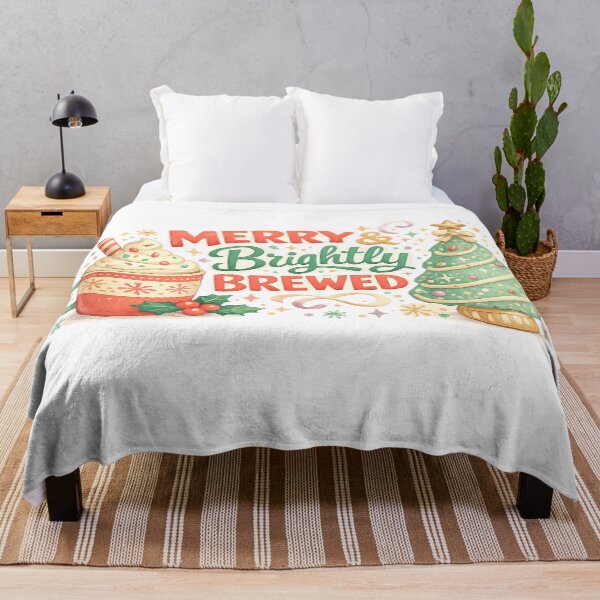 Item preview, Merry and Brightly Brewed Christmas Coffee Holiday Cozy Winter Art Design designed and sold by inkoutninja.