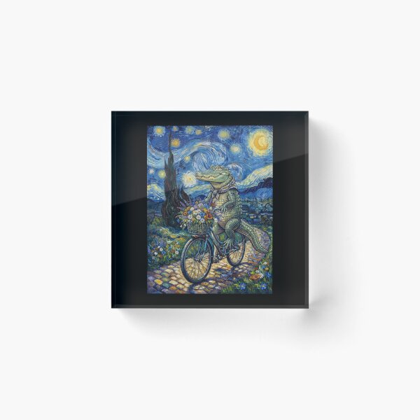 Item preview, Alligator Biking Bike Starry Night Van Gogh Art Animal Lover designed and sold by dian-rody-crest.