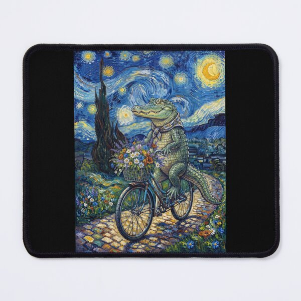 Item preview, Alligator Biking Bike Starry Night Van Gogh Art Animal Lover designed and sold by dian-rody-crest.