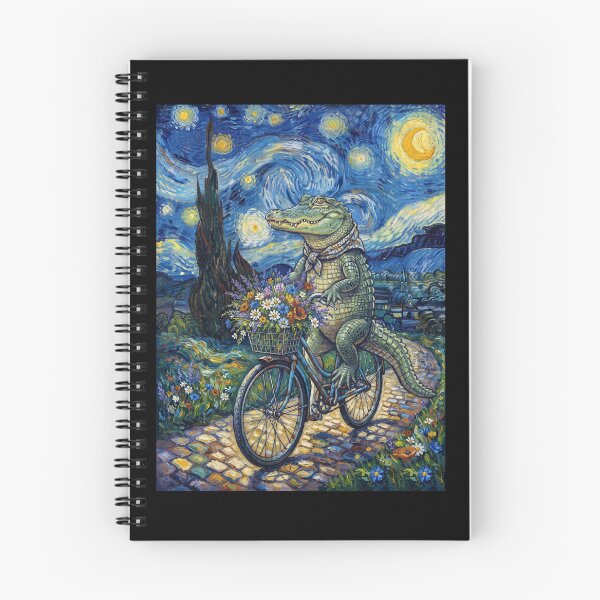 Item preview, Alligator Biking Bike Starry Night Van Gogh Art Animal Lover designed and sold by dian-rody-crest.