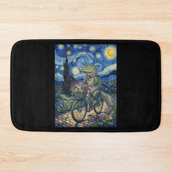 Item preview, Alligator Biking Bike Starry Night Van Gogh Art Animal Lover designed and sold by dian-rody-crest.