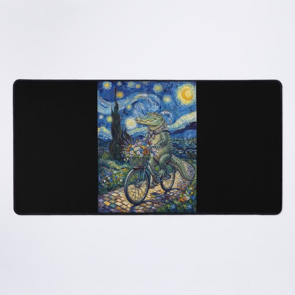 Item preview, Alligator Biking Bike Starry Night Van Gogh Art Animal Lover designed and sold by dian-rody-crest.