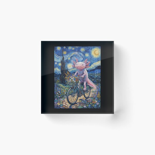 Item preview, Axolotl Biking Bike Starry Night Van Gogh Art Animal Lover designed and sold by dian-rody-crest.