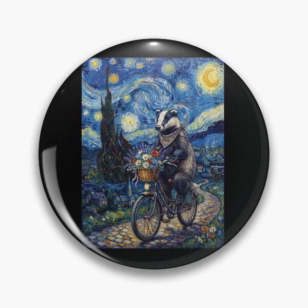 Item preview, Badger Biking Bike Starry Night Van Gogh Art Animal Lover designed and sold by dian-rody-crest.