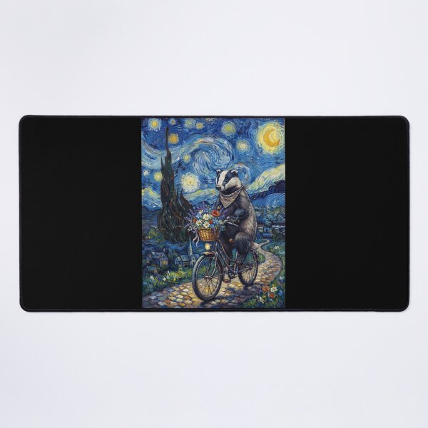 Item preview, Badger Biking Bike Starry Night Van Gogh Art Animal Lover designed and sold by dian-rody-crest.