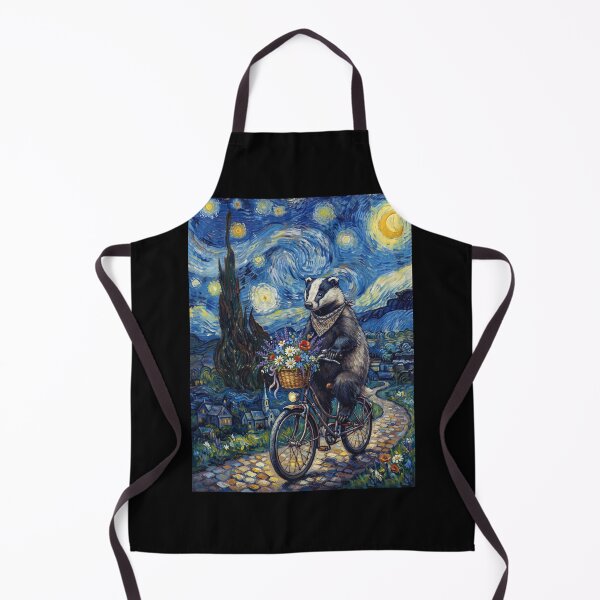 Item preview, Badger Biking Bike Starry Night Van Gogh Art Animal Lover designed and sold by dian-rody-crest.