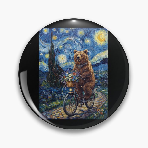 Item preview, Bear Biking Bike Starry Night Van Gogh Art Animal Lover designed and sold by dian-rody-crest.