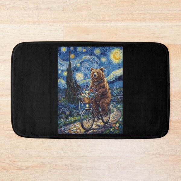Item preview, Bear Biking Bike Starry Night Van Gogh Art Animal Lover designed and sold by dian-rody-crest.