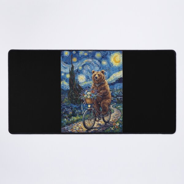 Item preview, Bear Biking Bike Starry Night Van Gogh Art Animal Lover designed and sold by dian-rody-crest.